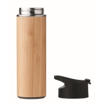 Double-walled stainless steel thermos with bamboo, 450 ml wood colour eighth view