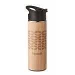 Double-walled stainless steel thermos with bamboo, 450 ml wood colour second main view