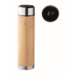 Thermos flask with LED touch thermometer in the lid, 480 ml wood colour