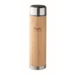 Thermos flask with LED touch thermometer in the lid, 480 ml wood colour main view