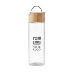 Bottle with leak-proof bamboo cap and handle, 500 ml view with print area