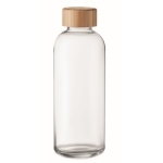 Glass bottle with leak-proof bamboo cap, 650 ml wood colour