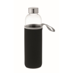 Glass bottle & neoprene sleeve, for promotions, 700 ml black colour