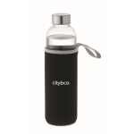 Glass bottle & neoprene sleeve, for promotions, 700 ml black colour main view