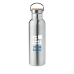 Stainless steel thermal bottle, bamboo lid and handle, 750 ml view with print area