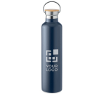 Double-walled insulated bottle with bamboo lid and handle, 1 L view with print area