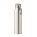 Leak-proof aluminium bottle with silicone handle, 600 ml matt silver colour