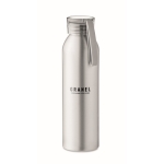 Leak-proof aluminium bottle with silicone handle, 600 ml matt silver colour main view