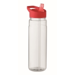 Bottle with foldable mouthpiece made of PP with straw, 650 ml red colour