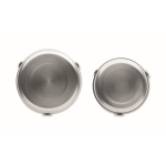 Set of round stainless steel lunch boxes, 450 and 900 ml matt silver colour fifth view