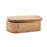 Small bamboo lunch box with divider and ribbon, 650 ml wood colour third view