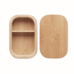 Small bamboo lunch box with divider and ribbon, 650 ml wood colour seventh view