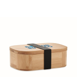 Small bamboo lunch box with divider and ribbon, 650 ml view with print area