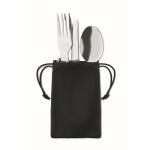 Collapsible stainless steel cutlery set for promotional use black colour fifth view