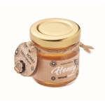 Wildflower honey in a jar for gifting and promotions wood colour