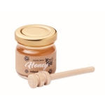 Jar with sweet wildflower honey in an attractive box wood colour third view