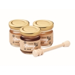 Set with 3 types of honey in jars. A sweet promotional gift wood colour second view