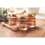 Set with 3 types of honey in jars. A sweet promotional gift wood colour main ambient view