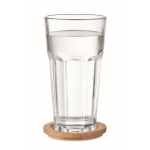 Drinking glass with bamboo lid that can be used as a coaster transparent colour second view