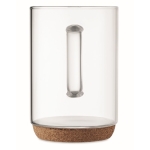 Cup for coffee / tea. Borosilicate glass and cork base, 400 ml transparent colour third view