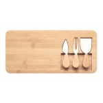 Bamboo chopping board for cheese with knife and fork wood colour fourth view