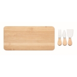 Bamboo chopping board for cheese with knife and fork wood colour fifth view