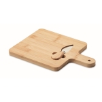 Square cheese board with integrated knife wood colour