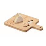 Square cheese board with integrated knife wood colour second main view