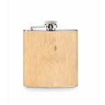 Metal hip flask with bamboo trim, 175 ml beige colour fifth view