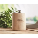 Metal hip flask with bamboo trim, 175 ml beige colour main ambient view