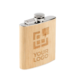 Metal hip flask with bamboo trim, 175 ml view with print area