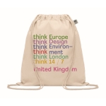 Drawstring bag, organic cotton, drawstring, natural tone, 140 g/m2 beige colour main view