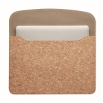 Cork coated laptop sleeve with magnetic closure, 14” beige colour second view