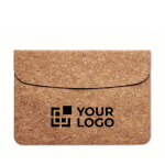 Cork coated laptop sleeve with magnetic closure, 14” view with print area