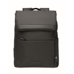 Recycled laptop backpack with zipper pockets in black, 15'' black colour second view