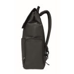 Recycled laptop backpack with zipper pockets in black, 15'' black colour third view