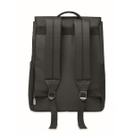 Recycled laptop backpack with zipper pockets in black, 15'' black colour fifth view