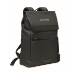 Recycled laptop backpack with zipper pockets in black, 15'' black colour main view