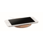 Round wireless smartphone charger made of bamboo wood wood colour third view