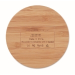 Round wireless smartphone charger made of bamboo wood wood colour sixth view