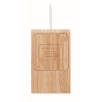 Natural bamboo wireless charger with mobile phone holder wood colour fifth view