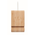 Natural bamboo wireless charger with mobile phone holder wood colour sixth view