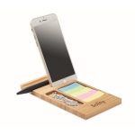 Bamboo placemat for phone, paper clips and coloured note paper wood colour second main view