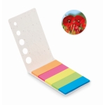 Post-it notes and flower seeds for sustainable advertising white colour