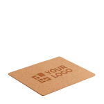 Rectangular mousepad made of cork beige colour view with print area