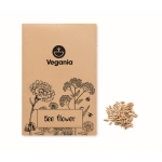 Seed paper with bee ragwort for trade fairs beige colour main view