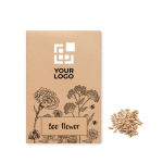 Seed paper with bee ragwort for trade fairs view with print area