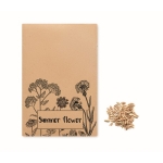 Seed packet with poppies, for promotional gifting beige colour