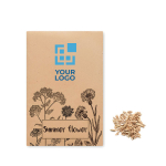 Seed packet with poppies, for promotional gifting view with print area