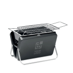 Portable stainless steel grill in a case for summer marketing view with print area